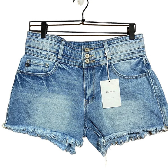 NWT KanCan High Rise Triple Button Shorts Size 28 - Picture 2 of 8